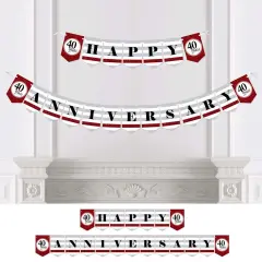 Big Dot of Happiness We Still Do - 40th Wedding Anniversary Party Bunting Banner - Ruby Party Decorations - Happy Anniversary