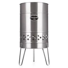 Feuerhand Fire Barrel Pyron, Stainless Steel Double-Walled Fire Pit for Yard or Patio, Feet Protect Ground Surface, 29" High, Great for Cooking Outdoors