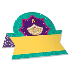 Big Dot of Happiness Happy Diwali - Festival of Lights Party Tent Buffet Card - Table Setting Name Place Cards - Set of 24