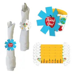Big Dot of Happiness Thank You Teachers - Teacher Appreciation Paper Napkin Holder - Napkin Rings - Set of 24