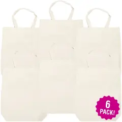 Multipack of 6 - Canvas Tote Bag 14"X4"X16"-Natural