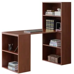 Computer Writing Workstation Table with Combo Bookshelf Bookcase Cherry Large
