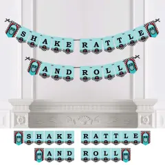 Big Dot of Happiness 50's Sock Hop - 1950s Party Bunting Banner - Rock N Roll Party Decorations - Shake Rattle and Roll