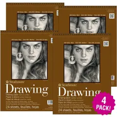 Multipack of 4 - Strathmore Medium Drawing Spiral Paper Pad 9"X12"-24 Sheets