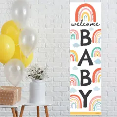 Big Dot of Happiness Hello Rainbow - Boho Baby Shower Front Door Decoration - Vertical Banner