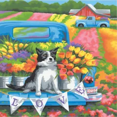 Paint Works Paint By Number Kit 11"X14"-Flower Power Dog