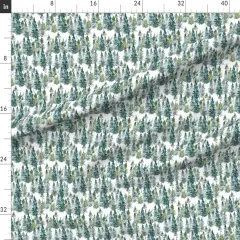 Various Fabrics by the Yard or Fat Quarter Woodland Pine Trees White Winter Christmas Snowy Watercolor Green Holiday Forest Custom Printed Fabric by Spoonflower