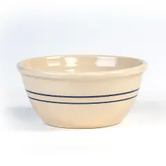 Martinez Pottery Hand-Turned Heritage Blue Stripe Stoneware Mixing Bowl 10"