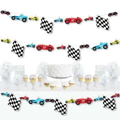 Big Dot of Happiness Let's Go Racing - Racecar - Race Car Birthday Party or Baby Shower DIY Decorations - Clothespin Garland Banner - 44 Pieces