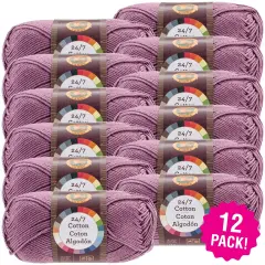 (12 Pack) Lion Brand 24/7 Cotton Yarn - Lilac