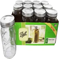 Ball Wide Mouth Quart Canning Jars Lids and Bands USA Made Pack of 12
