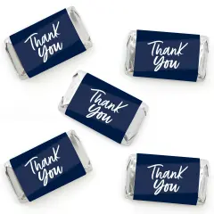 Big Dot of Happiness Navy Blue Elegantly Simple - Mini Candy Bar Wrapper Stickers Party Small Favors 40 Ct