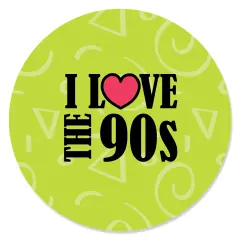 Big Dot of Happiness 90's Throwback - 1990s Party Circle Sticker Labels - 24 Count