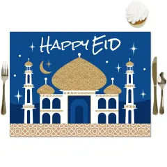 Big Dot of Happiness Eid Mubarak - Happy Eid Party Table Decorations - Ramadan Party Placemats - Set of 16