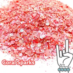 Coral Sparks Holographic and Pearlescent Pixie for Poxy Chunky Glitter Mix