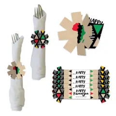 Big Dot of Happiness Happy Kwanzaa - Heritage Holiday Party Paper Napkin Holder - Napkin Rings - Set of 24