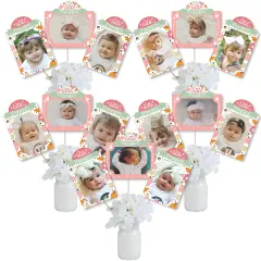 Big Dot of Happiness Girl Little Pumpkin - Fall Birthday Party or Baby Shower Picture Centerpiece Sticks - Photo Table Toppers - 15 Pieces