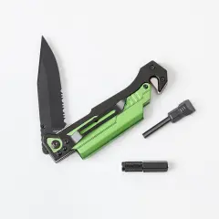 Lehman's Travel Survival Knife Serrated Flashlight Glass Breaker Firestarter