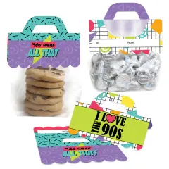 Big Dot of Happiness 90's Throwback DIY 1990s Party Clear Goodie Favor Bag Labels Candy Bags with Toppers Set of 24