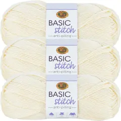 (Pack of 3) Lion Brand Basic Stitch Anti-Pilling Yarn-Ecru