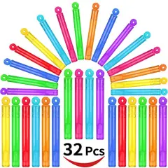 32 Pieces 8 Colors Mini Bubble Wands Assortment Party Favors Toys for Kids Child, Christmas Celebration,Thanksgiving New Year, Themed Birthday,Wedding, Bath Time,Summer Outdoor Gifts for Girls Boys