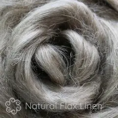 2oz Natural Flax Fiber: Undyed Combed Top Roving - Dyeing, Spinning, Blending, Felting, Weaving. Plant Based, Eco Friendly, Vegan Natural Brown