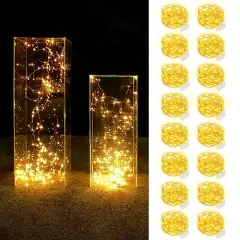 16 Pack Led Fairy Lights Battery Operated LightsMason Jars Centerpiece Wedding Decor String Lights Battery Powered Lights, Christmas, Copper Wire Small Battery Fairy Lights (10ft Warm White)