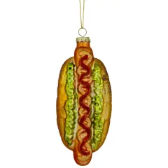 Northlight 6" Hot Dog with All the Fixings Glass Christmas Ornament Brown
