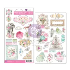 Avec Amour Collection Chipboard Stickers - 32 pcs w/ foil accents / chipboard stickers Scrapbook Supplies Material For Craft Notebooksdecoupage Album Journals Planners Art Journaling Bullet