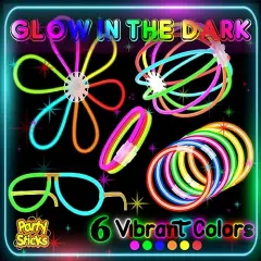 205 Piece Bulk Party Supplies Glow in The Dark Glow Sticks with Eye Glasses, Bracelets, and Connectors