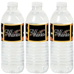 Big Dot of Happiness Give Thanks - Thanksgiving Party Water Bottle Sticker Labels - Set of 20