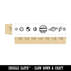 Solar System Planets Mercury Venus Saturn Uranus Neptune Earth Jupiter Mars Rectangle Rubber Stamp for Stamping Crafting