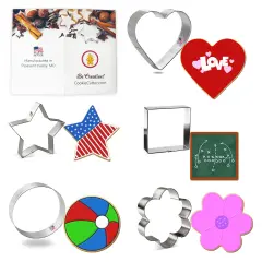 CookieCutter.com Basic General Cookie Cutter 5 Pc Set 3-3.75 in Heart Star Tin Plate Steel USA
