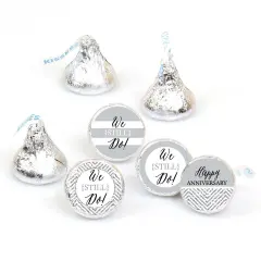 Big Dot of Happiness We Still Do - Wedding Anniversary - Party Round Candy Sticker Anniversary Favors - Labels Fits Chocolate Candy (1 sheet of 108)