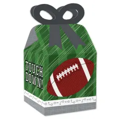 Big Dot of Happiness End Zone - Football - Square Favor Gift Boxes - Baby Shower or Birthday Party Bow Boxes - Set of 12