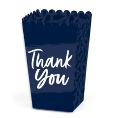 Big Dot of Happiness Navy Blue Elegantly Simple - Guest Party Favor Popcorn Treat Boxes - Set of 12