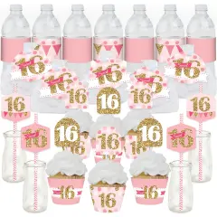 Big Dot of Happiness Sweet 16 - 16th Birthday Party Favors and Cupcake Kit - Fabulous Favor Party Pack - 100 Pieces