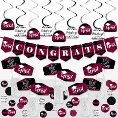 Big Dot of Happiness Maroon Grad - Best is Yet to Come - Burgundy Graduation Party Supplies Decoration Kit - Decor Galore Party Pack - 51 Pieces