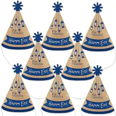 Big Dot of Happiness Eid Mubarak - Mini Happy Eid Cone Hats - Small Little Ramadan Party Hats - Set of 8