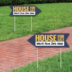 Big Dot of Happiness House For Sale Sign Arrow - Double Sided Directional Yard Signs - Set of 2