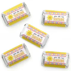 Big Dot of Happiness You Are My Sunshine - Mini Candy Bar Wrapper Stickers - Baby Shower or Birthday Party Small Favors - 40 Count