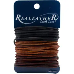 Realeather(R) Crafts Round Leather Lace 2mmX8yd Carded-Ebony, Cedar & Mahogany