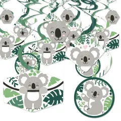 Big Dot of Happiness Koala Cutie - Bear Birthday Party and Baby Shower Hanging Decor - Party Decoration Swirls - Set of 40