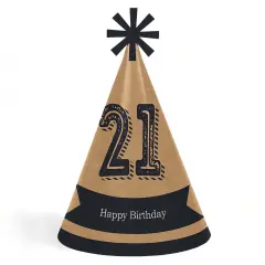 Big Dot of Happiness Finally 21 - 21st Birthday - Cone Happy Birthday Party Hats for Adults - Set of 8 (Standard Size)