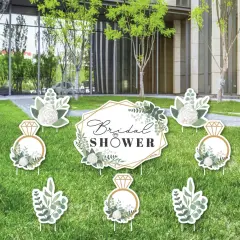 Big Dot of Happiness Boho Botanical Bride - Yard Sign and Outdoor Lawn Decorations - Greenery Bridal Shower and Wedding Party Yard Signs - Set of 8