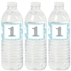 Big Dot of Happiness 1st Birthday Boy - Fun to be One - First Birthday Party Water Bottle Sticker Labels - Set of 20