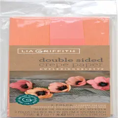 Lia Griffith Double-Sided Extra Fine Crepe Paper 2/Pkg-Honeysuckle/Coral & Apricot/Light Rose