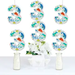 Big Dot of Happiness 3rd Birthday Roar Dinosaur - Three Shaped Decorations DIY Three Rex Dino Third Birthday Party Essentials - Set of 20