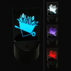Darling Wheelbarrow Spring Summer Flowers Gardening 3D Illusion LED Night Light Sign Nightstand Desk Lamp