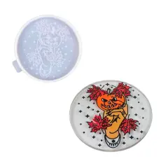 Hand Holding a Jack-o'-lantern Round Coaster Mold for Epoxy Resin Art